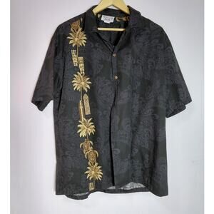 PACIFIC LEGEND APPAREL Pacific Legend Hawaiian Shirt Black Floral Woven Size XL